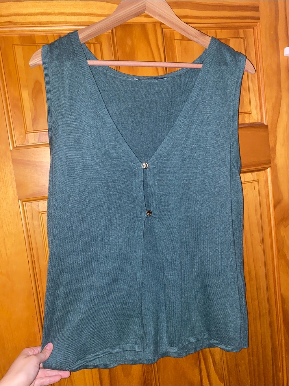 Abercrombie & Fitch Teal V-Neck Button Tank